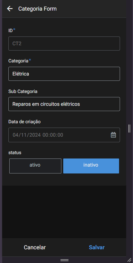 Formulário de categoria