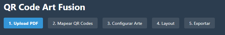 Passo a passo visual do fluxo QR Code Art Fusion